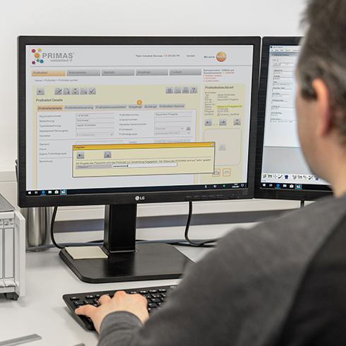 Datenintegrität - Durchführung einer Passwortabfrage in dem Prüfmittelmanagementsystem PRIMAS validated PRIMAS validated Login Passwortabfrage